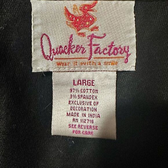 Quacker Factory embellished embroidered butterfly black denim jacket size large - Picture 6 of 7